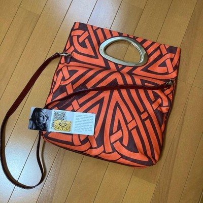 Coccinelle Clutch Tote Bag Shoulder Bag Handbag in Orange NEW Ships From Japan!!