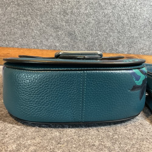 COACH Morgan Saddle Bag Jumbo Floral Blue Turquoise Teal & Flowers Wallet CE575 - Picture 15 of 23
