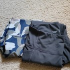 Old Navy Leggings - 2 pair - Navy floral and Solid Gray w/ mesh stripes - Size L — photo 2