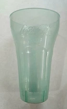 Set of 2 Green Tinted Coca-Cola Tumblers Plastic Great Condition