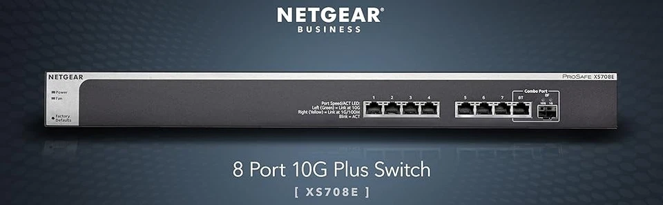 NETGEAR XS708E 10 GBit Netzwerk-Switch (8x RJ45 und 1xSFP+) unbenutzt, noch OVP