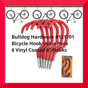 Bulldog Hardware # 121701  Bicycle Hook Value Pack - 6 Vinyl Coated 6" Hooks New