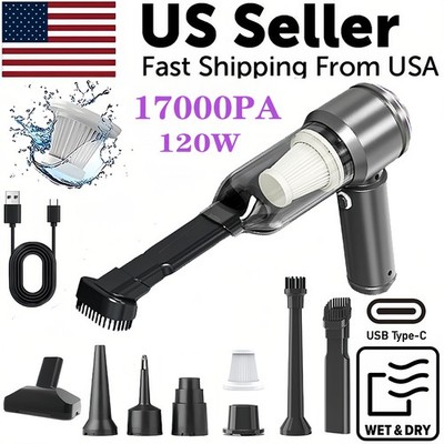 120W 17000PA Cordless Handheld Vacuum Cleaner Rechargeable Car Auto Home Duster