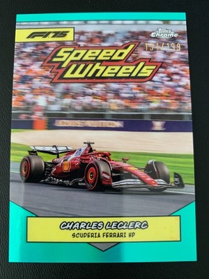 2025 Topps Chrome Formula 1 Speed Wheels Aqua Refractor Charles Leclerc ed/199