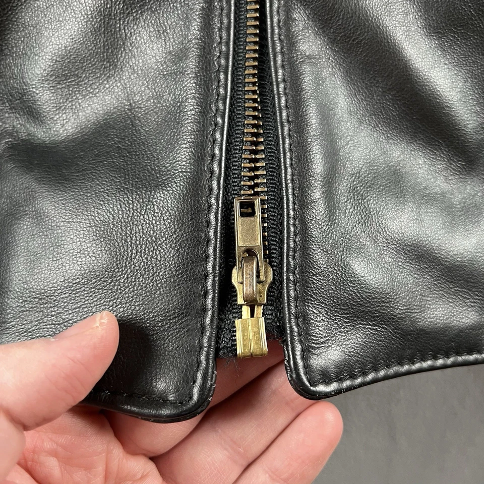 Chaqueta de motociclista Betty Boop vintage para mujer talla pequeña cuero negro años 90 Foto 4 de 4