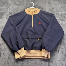 Vintage Cannondale Jacket Mens Large USA Navy Tan Quarter Zip Anorak Cycling