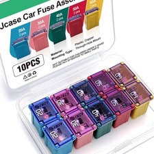 10Pcs Jcase Fuse Kit Car Fuses Assortment Kit Low Profile Box Shaped Automotive