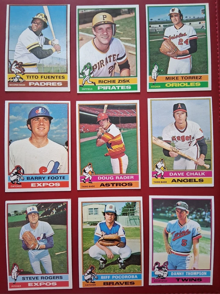 1976年托普斯棒球卡,9张批量 状况极佳 — 第 3/3 张图片