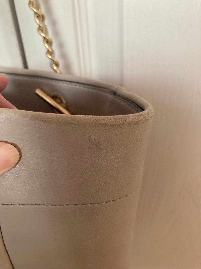 Tory Burch Chain Tote Bag Shoulder Bag Leather Beige Women's From Japan thumbnail 13