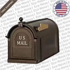 Bronze Post Mount Mailbox, Large, Keeps Mail Dry, Heavy Duty for Rural