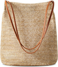 Women's Straw Beach Tote Bag Summer Shoulder Handbag Woven Bucket Purse