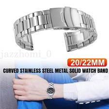 20-22mm Curved Stainless Steel Metal Solid Watch Band Strap Clasp Replacement UK