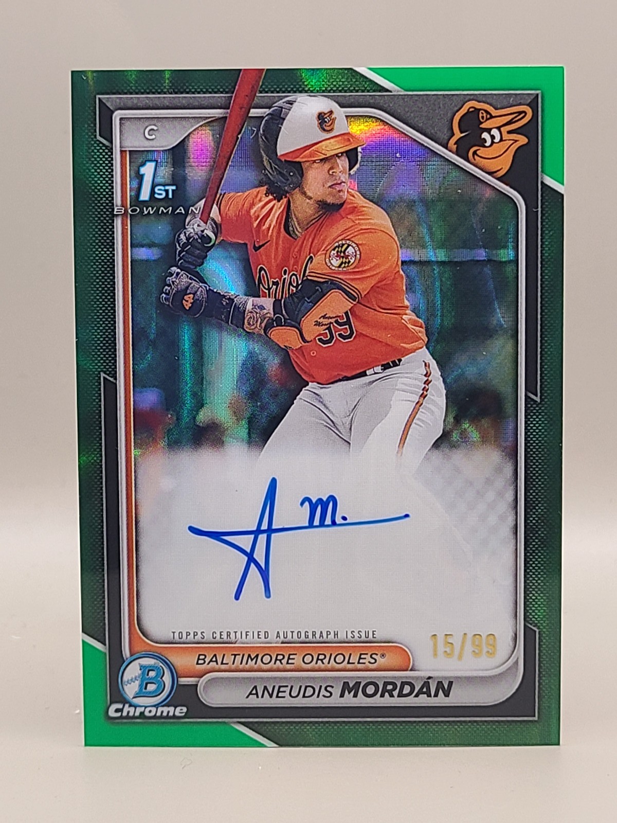 2024 Bowman #CPA-AMO Aneudis Mordan Chrome Prospects Autographs Green #/99