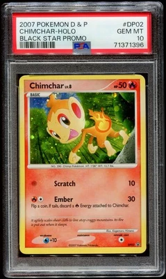 2007 POKEMON DIAMOND & PEARL D & P CHIMCHAR #DP02 BLACK STAR PROMO HOLO PSA 10