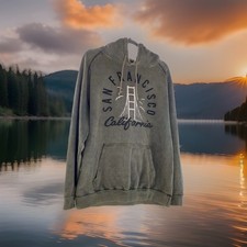 Lane Seven San Francisco California Golden Gate Bridge Distressed Worn Hoodie L