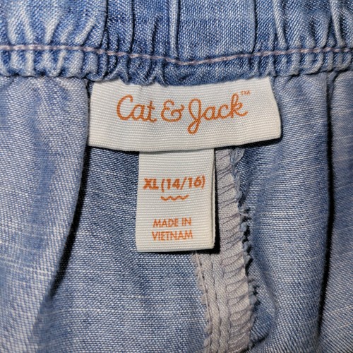CAT & JACK chambray Blue Pullon High Waist pockets Pants. Girls XL 14 16 - Picture 5 of 6