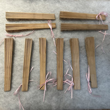 FAN Wooden Folding Hand Fan Asian Open Work Laser Carved Wood Hong Kong