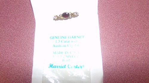 VINTAGE REAL GARNET AND GOLD PLATE Brooch Dress Pin with Crystals New w ...