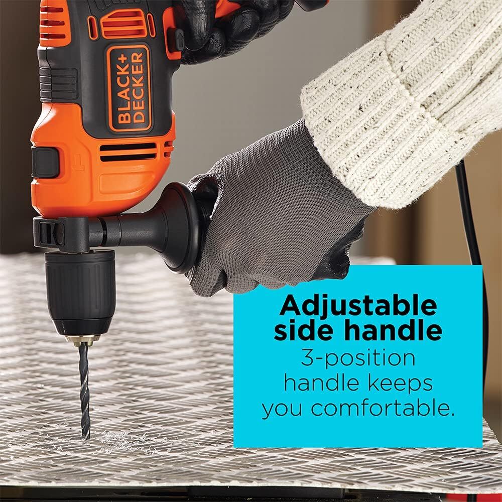 BLACK+DECKER Hammer Drill, 6.5Amp, 1/2Inch (BEHD201) Corded Electric