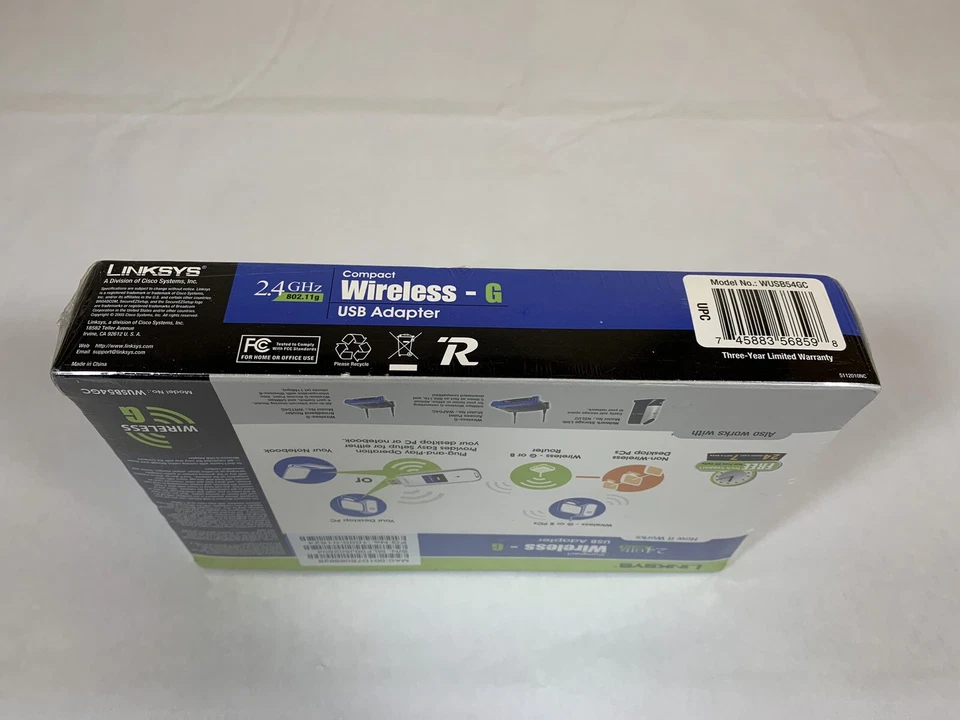Linksys WUSB54GC Compact Wireless-G USB 2.0 WIFI Network Card Adapter Dongle - Image 4 of 4