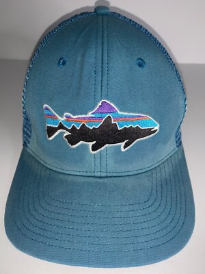 Patagonia Cap Hat Men's Adjustable Blue Snapback Trucker Fish