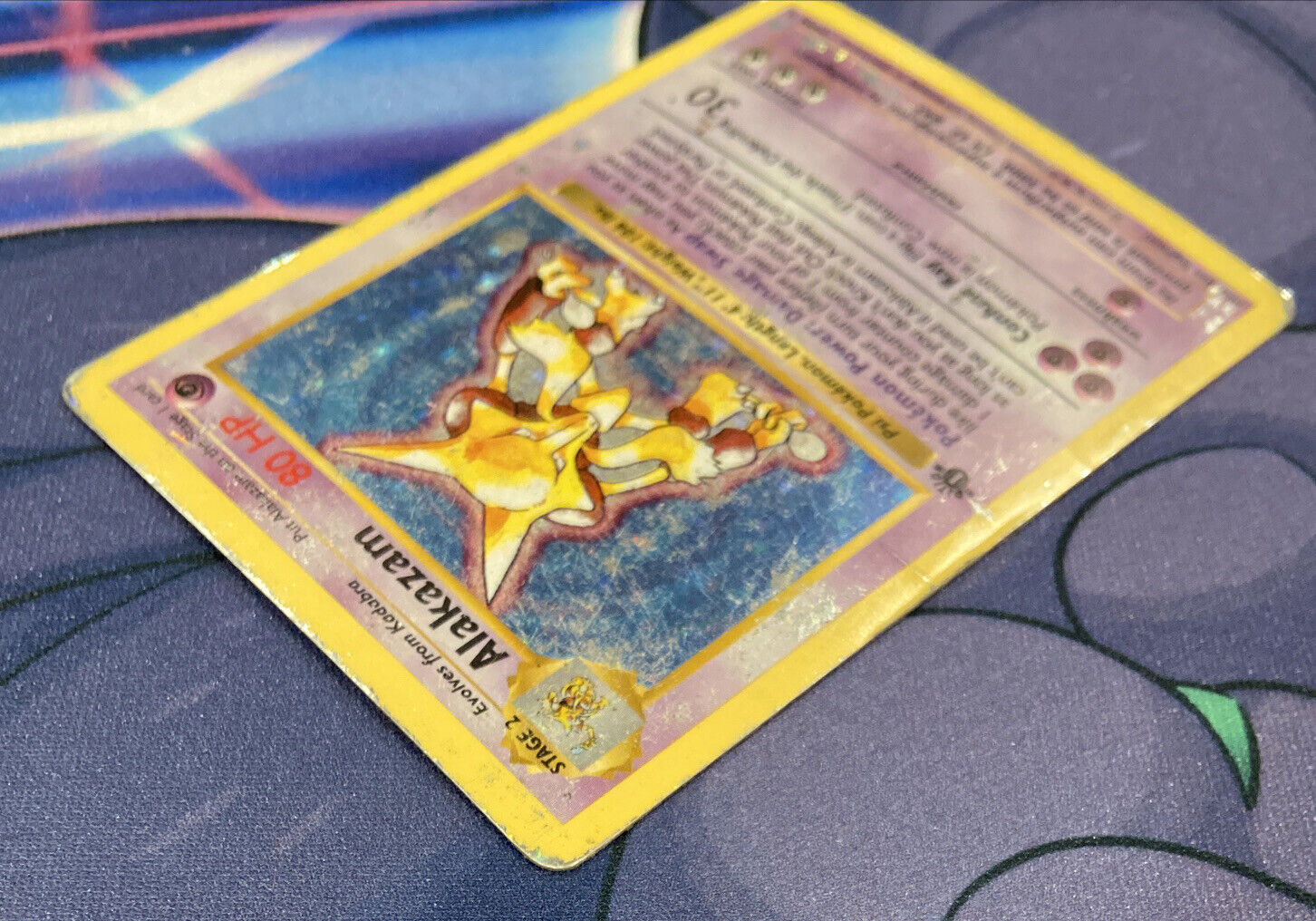 Pokemon 1st Edition Shadowless Holo Alakazam 1/102 Played Wizards Base Set