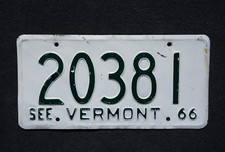 1966 VERMONT License Plate Tag Number # 20381