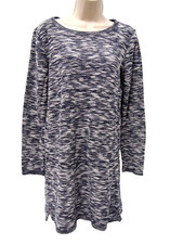 Lou & Grey Womens Dress S Marled Sweater Knit Long Sleeve Shift Navy Blue 70054