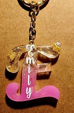 Keychain Pink/Gold Letters, Personalized with Your Name