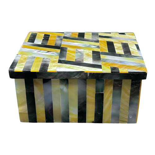 Joyero piedra mármol incrustación piedras preciosas caja baratija regalo pietra dura recuerdo - Imagen 3 de 4