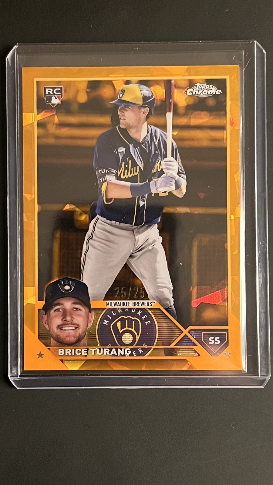 Brice Turang RC rookie card #'d 25/25 Topps Chrome Sapphire 2023 #530 Orange