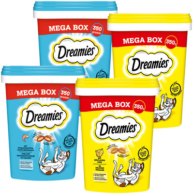 DREAMIES 4 x 350g Katzensnacks Combo Lachs & Käse Katzenleckerlis Trockenfutter