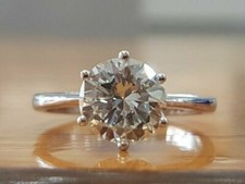 3Ct Round Cut Lab Created Diamond 14k White Gold Finish 6 Prongs Solitaire Ring