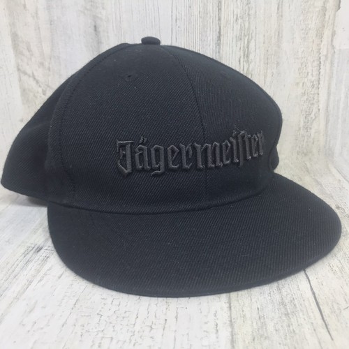 Jagermeister Black Fitted Cap Hat Size M/L Embroidered SpellOut 85%Cotton15%Wool - Imagen 1 de 8