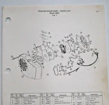 Vintage 1977 Poulan Chain Saw Parts List - Model 306A - 4 pgs (63617)