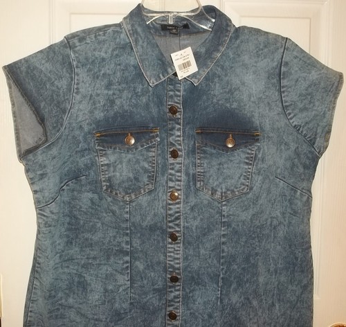 Womens Plus~NEW LOOK~DENIM DRESS~size 2X~NWT~Blue Jeans~Button Up - Picture 2 of 5