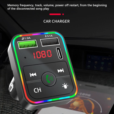 Trasmettitore FM Bluetooth Per Auto | Mani Libere Con 2 Porte USB | Adattatore Audio Aux