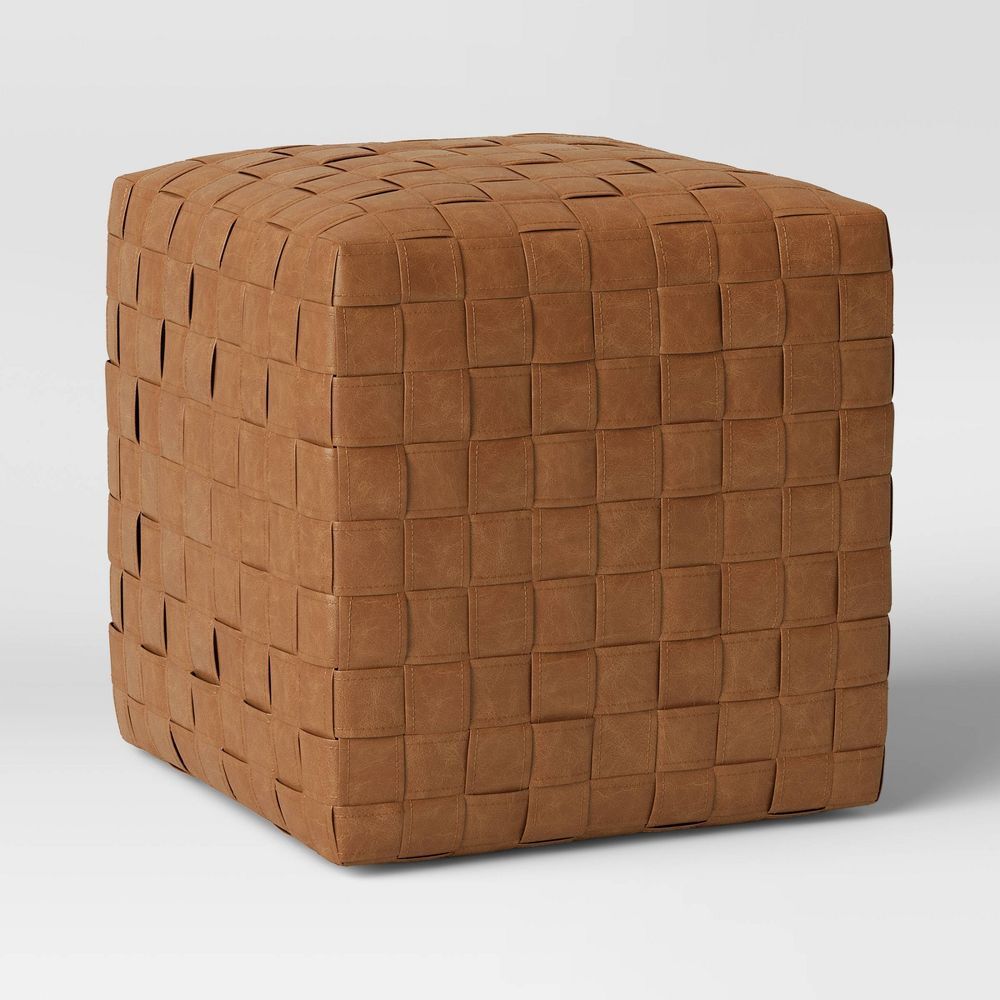 Wellford Faux Leather Woven Cube Brown - Threshold 17690₽