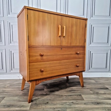 Retro Chest Of Drawers Vintage Mid Century "Golden Key" Teak Tallboy - Cupboard