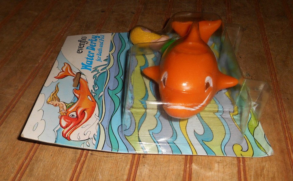 Vintage 1970's Evenflo Water Derby for Bath & Pool Mermaid and Dolphin
