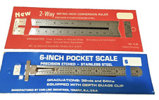 2 Pack Vintage Stainless Steel Rulers By Vari-Line Industries Made in U.S.A. NOS