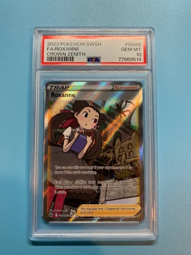 PSA 10 GEM MINT 2023 Pokemon SWSH Crown Zenith #GG66 FULL ART Trainer ROXANNE