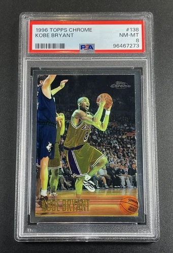 KOBE BRYANT 1996 TOPPS CHROME #138 ROOKIE CARD RC NM-MINT PSA 8 LAKERS NBA HOF
