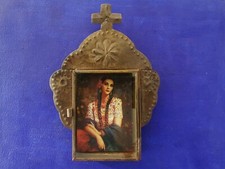 Rustic Mexican tin nicho Beautiful Mexican Señorita senorita lady maria folk art