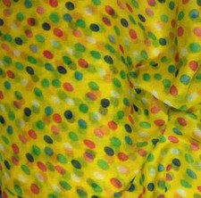 3 Yards - Yellow with Multi Polka Dots - Polyester Gauze Voile Fabric