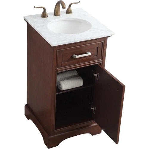 Elegant Decor Americana 19" Single Marble Top Bathroom Vanity in Teak - Picture 3 of 18