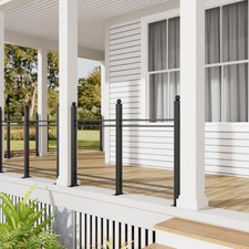 Antique Black Metal Garden Fence Post 101cm Tall with Ball Top for Gate/Fencing