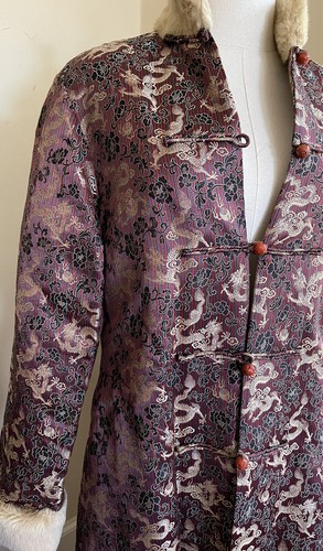 Vintage Chinese 100% Silk Brocade lined Long Coat - Picture 2 of 11
