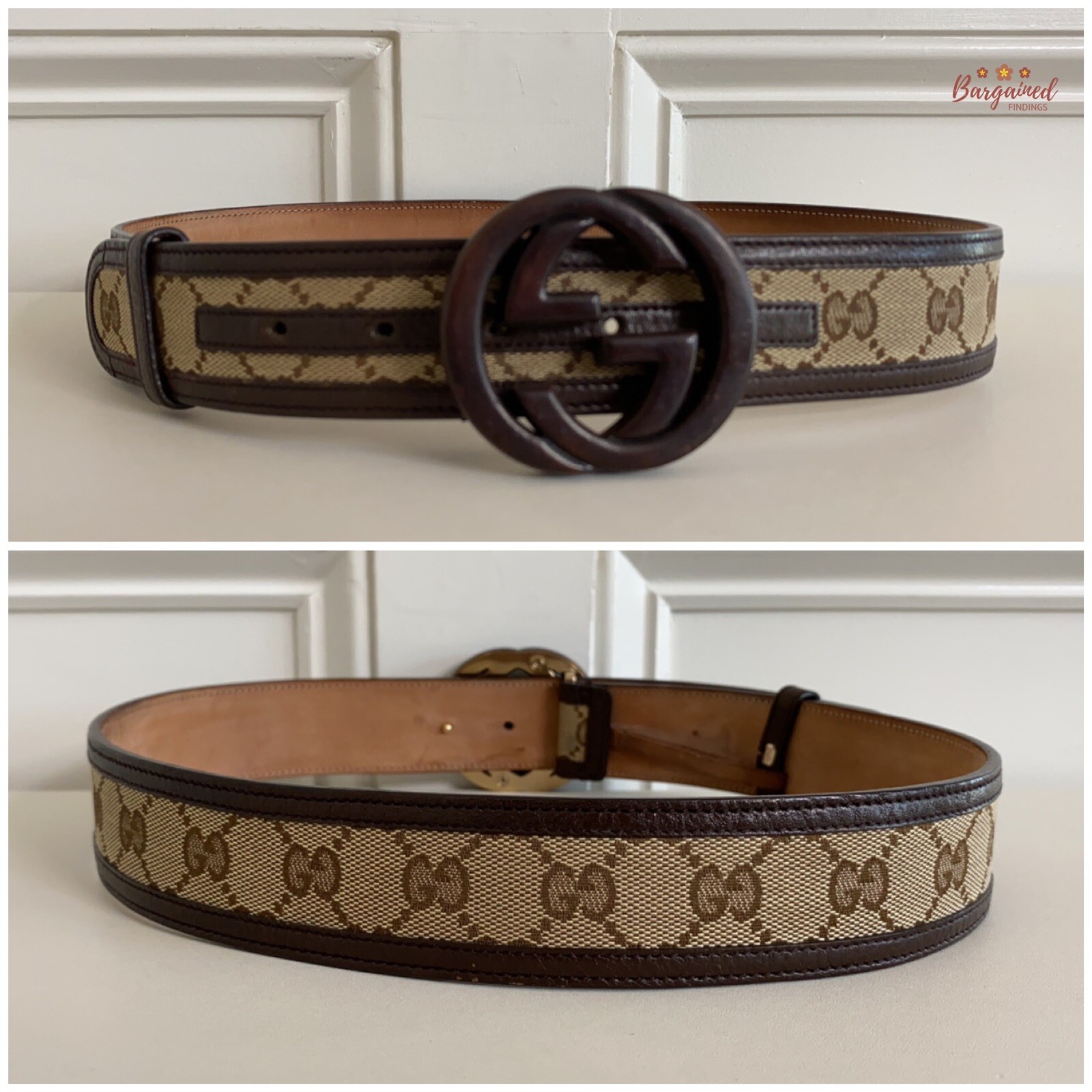 Authentic GUCCI Brown Monogram Canvas Bamboo Inte… - image 5