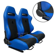 2 X Tanaka Blue Pvc Leather Black Suede Adjustable Racing Seats For Chevy 2 X Tanaka Blue Pvc Leather Black Suede Adjustable Racing Seats For Chevy